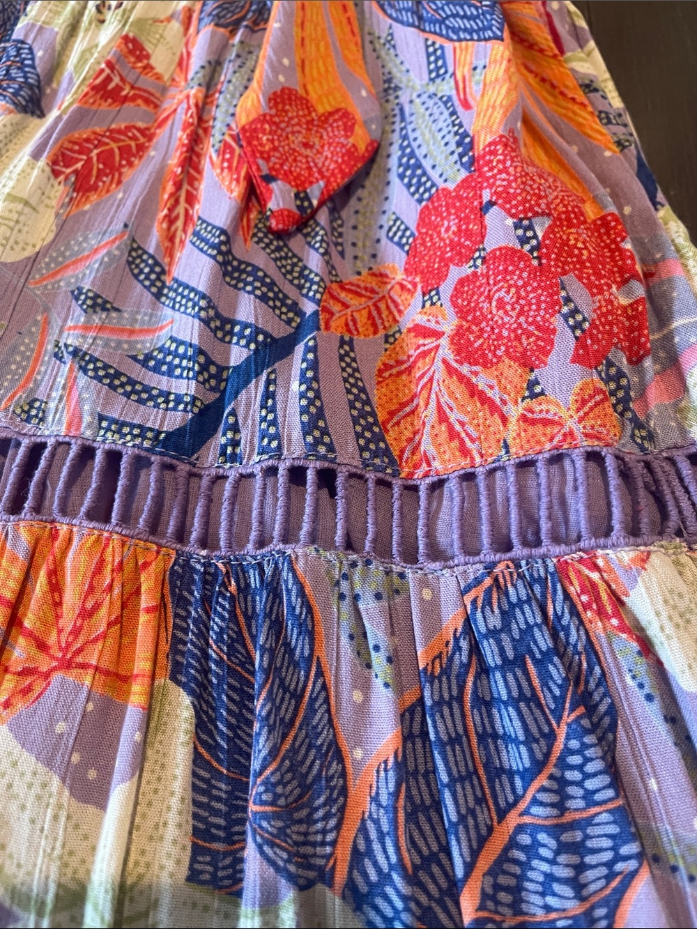 Angie Floral Maxi Dress in Orange, Blue, Yellow, Pink -flowy - tiered - -lined. - Picture 5 of 10